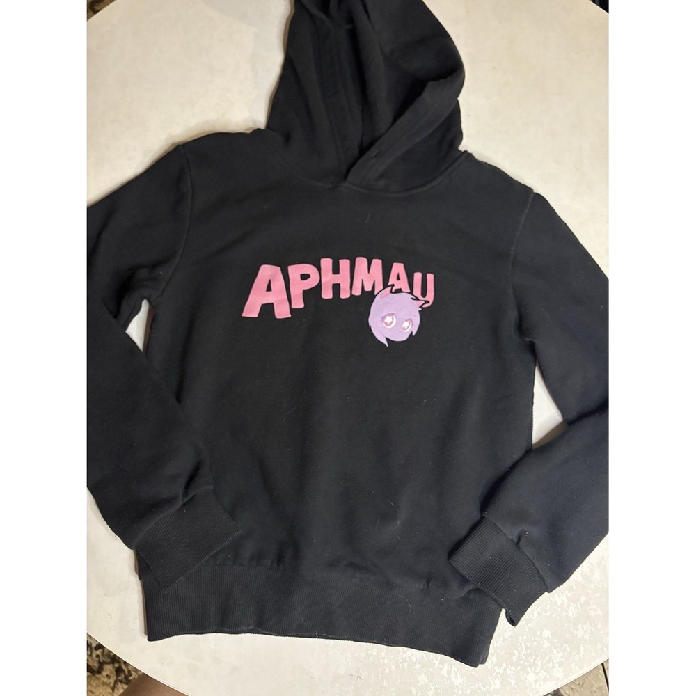 RARE Aphmau Gamer Meemeows Cat Face Hoodie Black Pink Sweatshirt Youth Medium